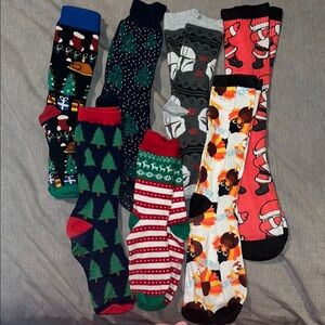 6 Pair Festive Holiday Socks Collection